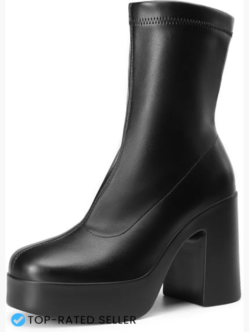 Women's Platform Gogo Ankle Boots Chunky Heel Square Toe Booties Y2K